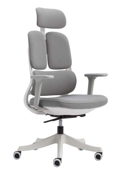 Light Grey Fabric Ergonomic Office Chair with Split Back Support