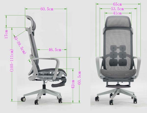 High-Back Mesh Ergonomic Office Chair with Retractable Footrest