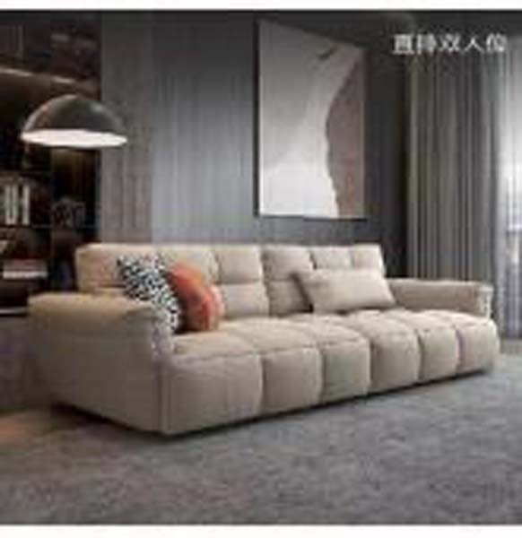 Light Beige Grid-Tufted Straight 2-Seat Upholstered Sofa