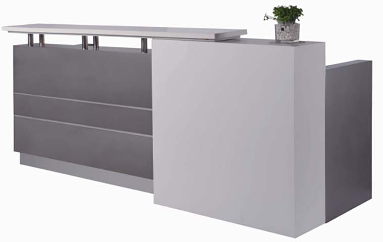 Modern Two-Tone L-Shaped Dual-Tier Reception Desk with Storage