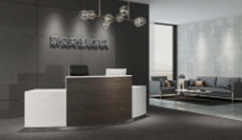 Modern Two-Tone L-Shaped Office Reception Desk