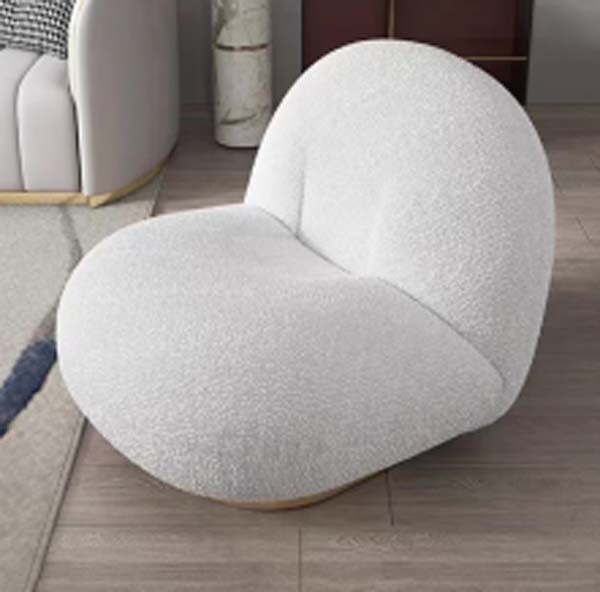 Armless Boucle Upholstered 360-Degree Swivel Lounge Chair