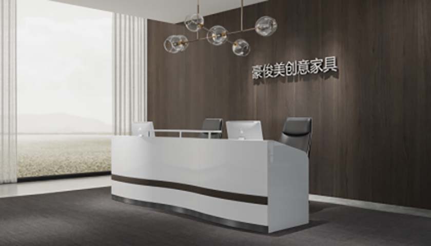 Modern Curved Two-Person High-Gloss Reception Desk