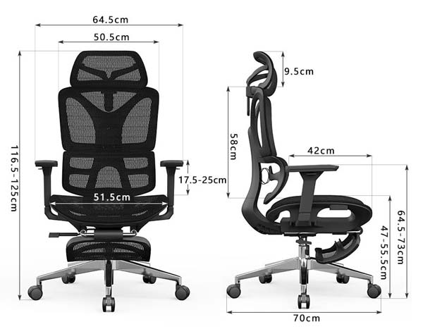 High-Back Mesh Ergonomic Office Chair with Retractable Footrest and Adjustable Headrest