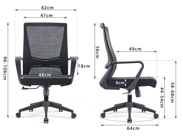 Mid-back Ergonomic Mesh Office Task Chair with Fixed Armrests