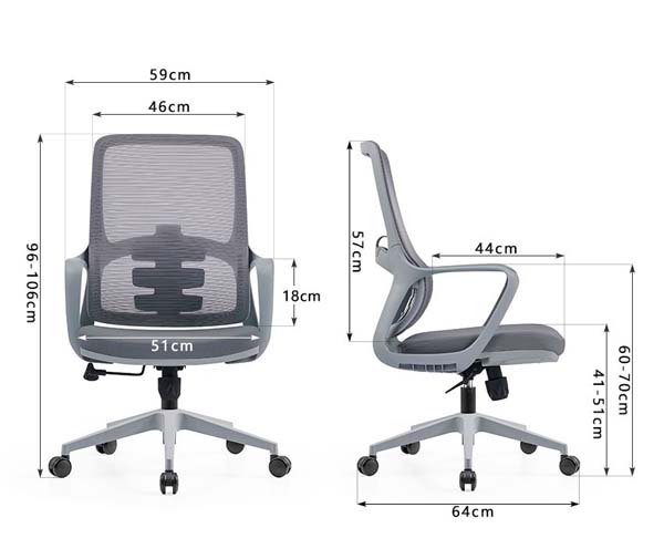 Mid-back Ergonomic Mesh Office Task Chair with Fixed Loop Armrests
