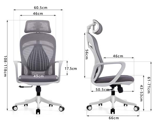 High Back Ergonomic Mesh Office Chair with Adjustable Headrest and Fixed Armrests