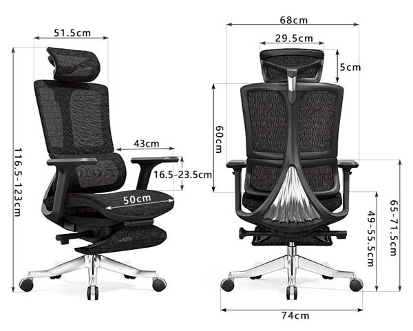 High-Back Mesh Ergonomic Office Chair with Retractable Footrest