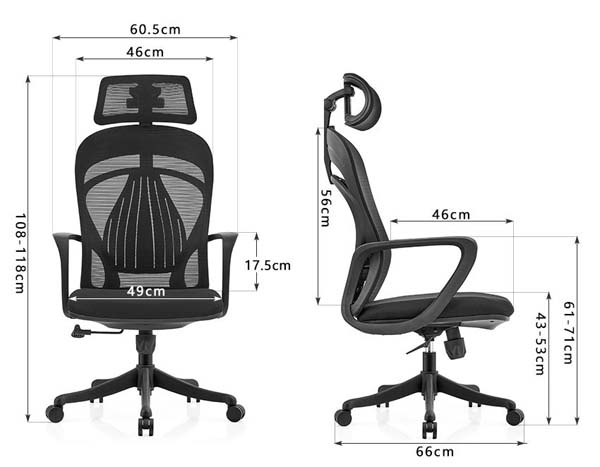 Ergonomic Mesh High-Back Swivel Office Chair with Adjustable Headrest