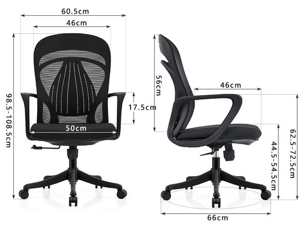 Mid-Back Ergonomic Mesh Swivel Office Chair with Fixed Armrests