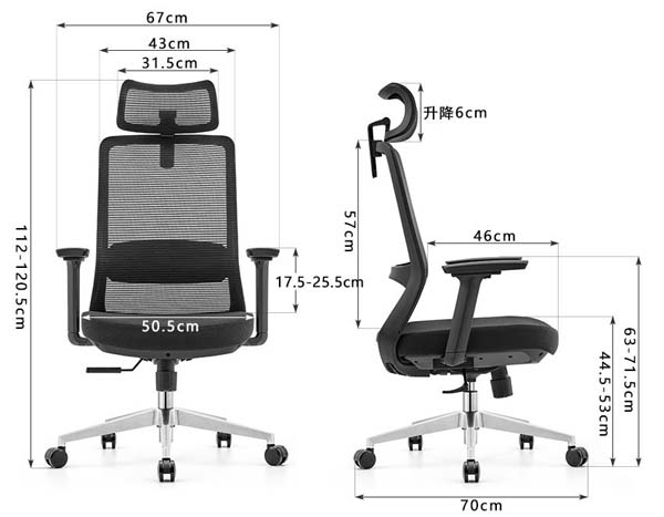 High-Back Breathable Mesh Ergonomic Office Chair with Adjustable Headrest and Silver 5-Star Caster Base