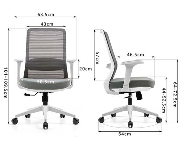 Mid-Back White Frame Mesh Ergonomic Office Task Chair