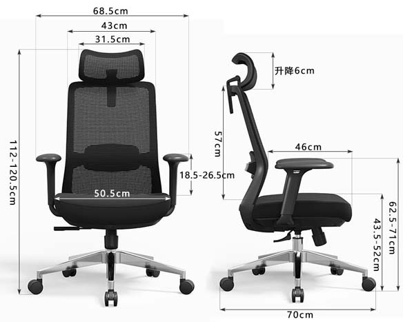 High-Back Ergonomic Mesh Office Chair with Adjustable Headrest