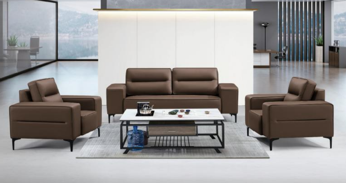 Commercial Office Reception Seating Set (1+1+2 Configuration) with Matching Coffee Table