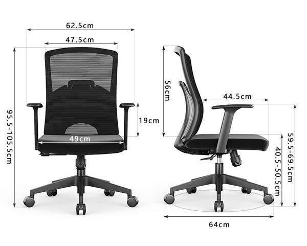 Mid-Back Ergonomic Mesh Office Chair with Fixed T-Armrests