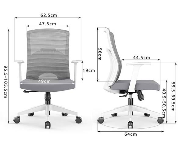 Mid-Back Ergonomic Mesh Office Chair with Fixed Armrests
