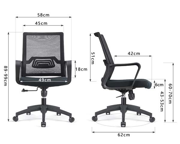 Mid-Back Mesh Ergonomic Office Task Chair with Fixed Armrests