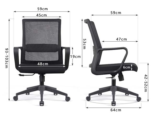 Mid-Back Mesh Office Task Chair with Fixed Armrests