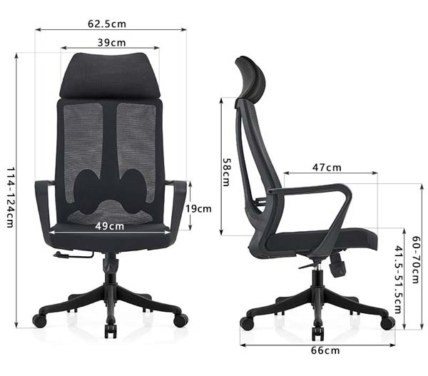 High-Back Ergonomic Mesh Office Chair with Adjustable Headrest and Fixed Loop Armrests