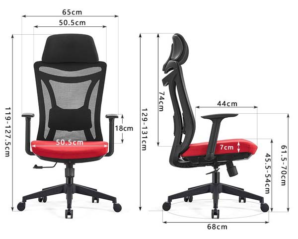 High-Back Ergonomic Mesh Office Chair with Red Padded Seat