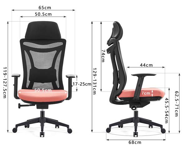 High-Back Ergonomic Mesh Office Chair with Coral Padded Seat