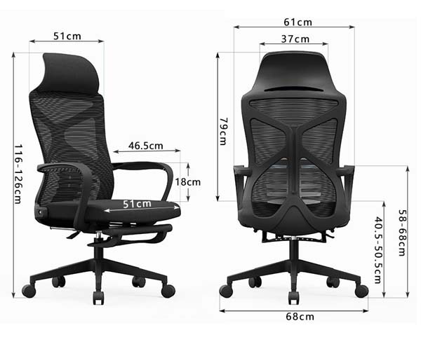 Ergonomic High-Back Mesh Office Chair with Retractable Footrest