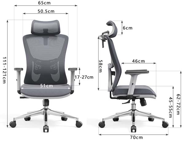 High-Back Ergonomic Mesh Office Chair with Adjustable Headrest and Lumbar Support