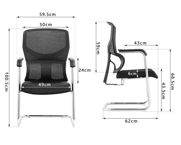 Mesh Back Cantilever Visitor Office Chair with Padded Seat