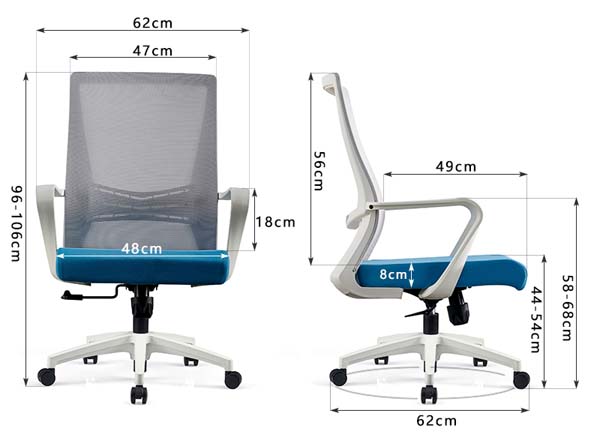 Mid-Back Mesh Ergonomic Office Task Chair with Blue Padded Seat