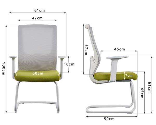 Cantilever Office Meeting Chair with Mesh Back and Fabric Seat