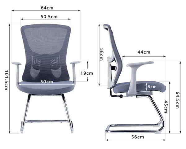 Mesh Back Cantilever Office Guest Chair with Fixed Armrests and Chrome Sled Base