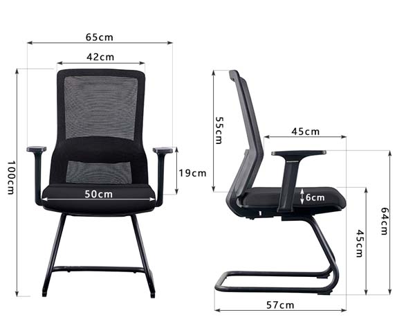 Black Mesh Back Cantilever Conference Visitor Office Chair