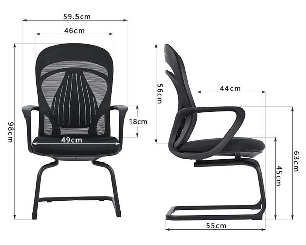 Black Mesh Back Cantilever Office Visitor Chair with Fixed Armrests