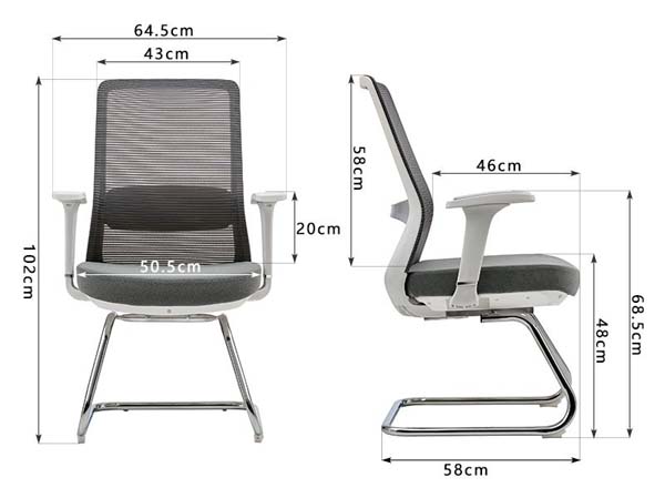 Mesh Back Cantilever Office Meeting Chair with Fixed Armrests
