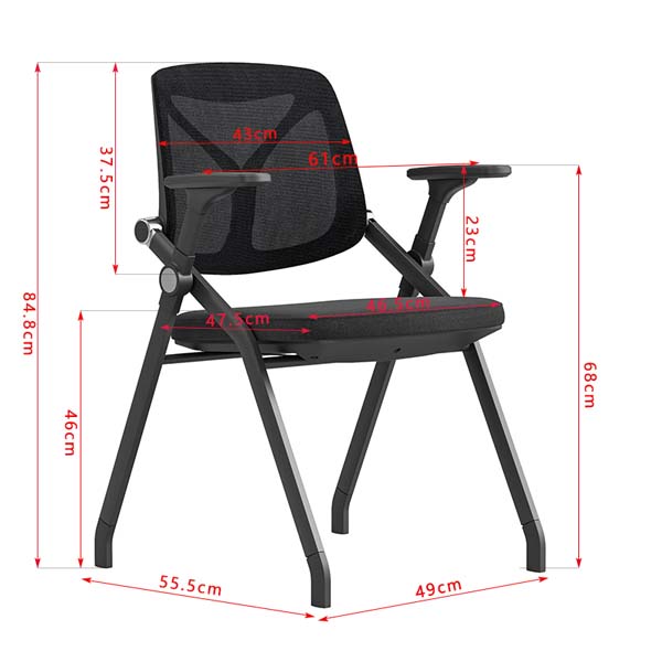 Mesh Back Folding Training Office Chair with Fixed Armrests