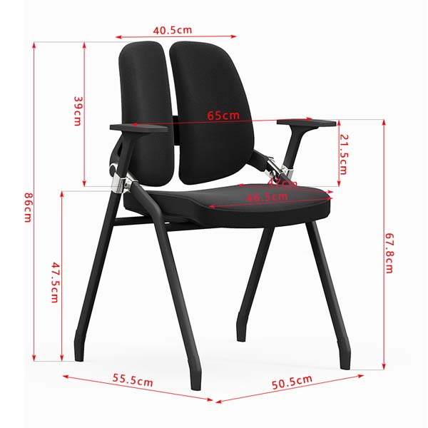 Black Split-Back Ergonomic Cantilever Conference Chair with Fixed Armrests