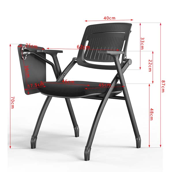 Foldable Training Chair with Integrated Side Writing Tablet