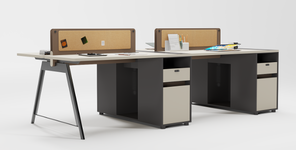 4-Person Face-to-Face Modular Office Workstation with Desk Dividers and Integrated Storage Pedestals