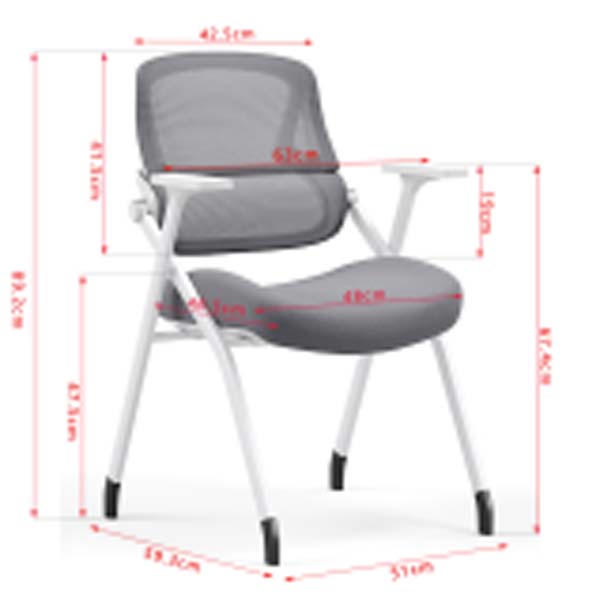 Foldable Mesh Back Office Training Chair with Fixed Armrests