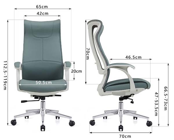 Teal Faux Leather High-Back Ergonomic Office Chair with Fixed Armrests