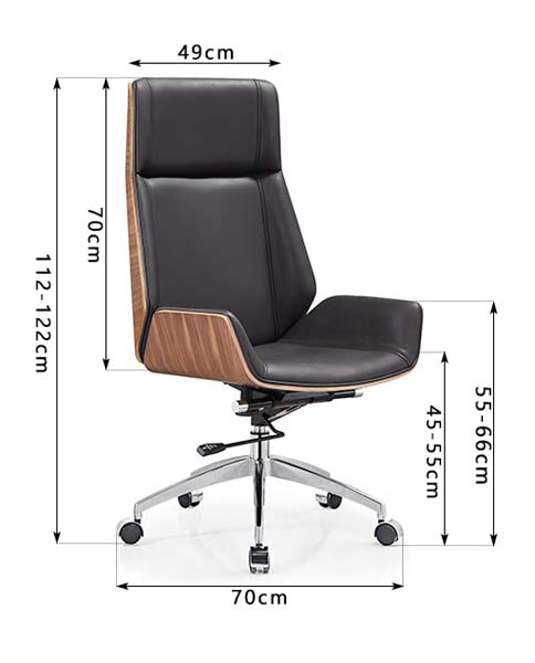 High-Back Walnut Bentwood Faux Leather Executive Office Chair