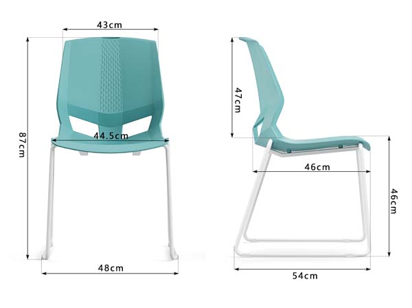 Armless Stackable Molded Plastic Training Chair with White Cantilever Sled Base