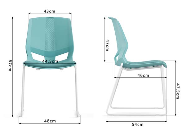 Armless Stackable Molded Plastic Meeting Chair with White Sled Base