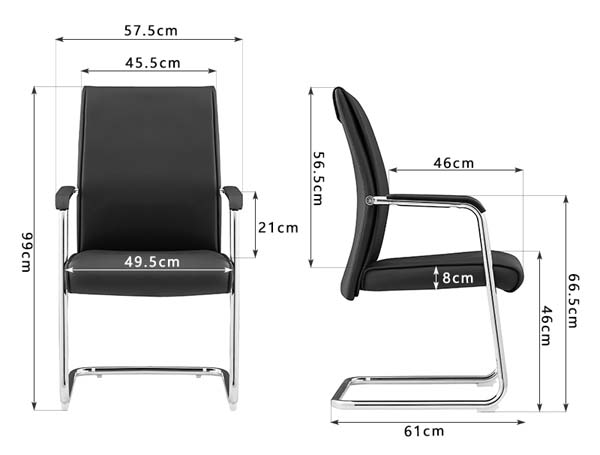 Black Faux Leather Cantilever Conference Office Chair with Chrome Frame