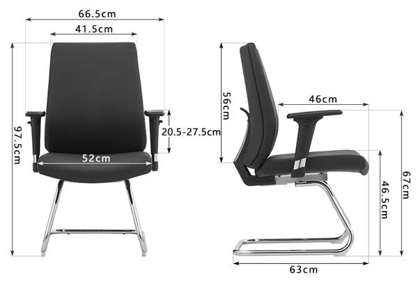 Mid-Back Height-Adjustable Armrest Cantilever Office Visitor Chair
