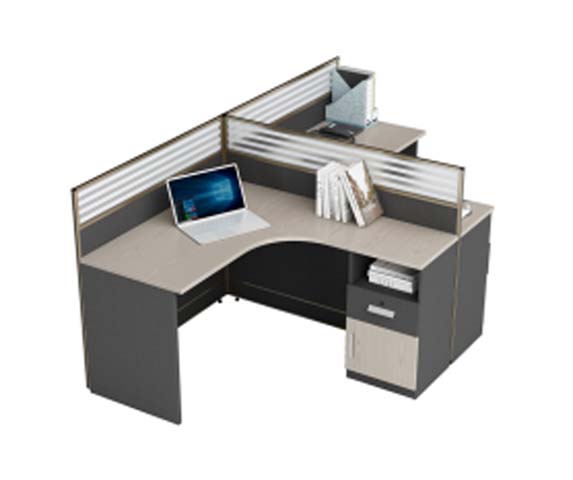 L-Shaped Corner Modular Office Cubicle Workstation with Integrated Storage Pedestal