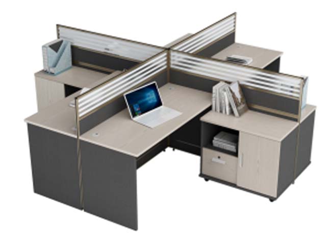 4-Person Cross-Shaped Office Cubicle Workstation with Integrated Storage