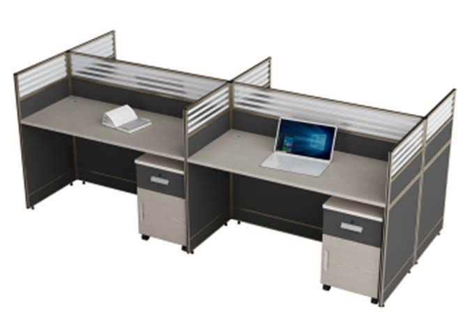 4-Person Cross-Shaped Modular Office Cubicle Workstation with Mobile Pedestals