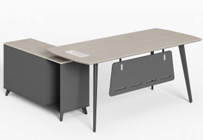 Two-Tone L-Shaped Executive Office Desk with Left Storage Return
