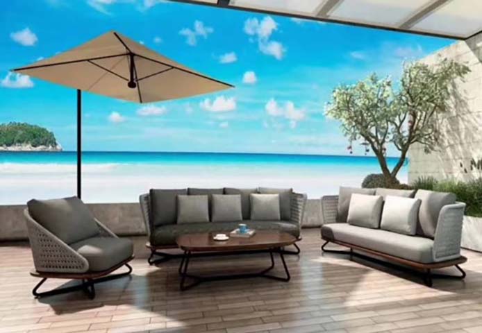 All-Weather Woven Outdoor Patio Conversation Sofa Set with Oval Coffee Table